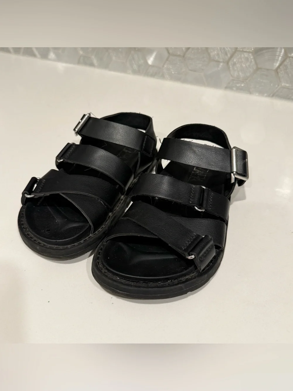 Zara Kids Black Multi-Strap Buckle Sandals